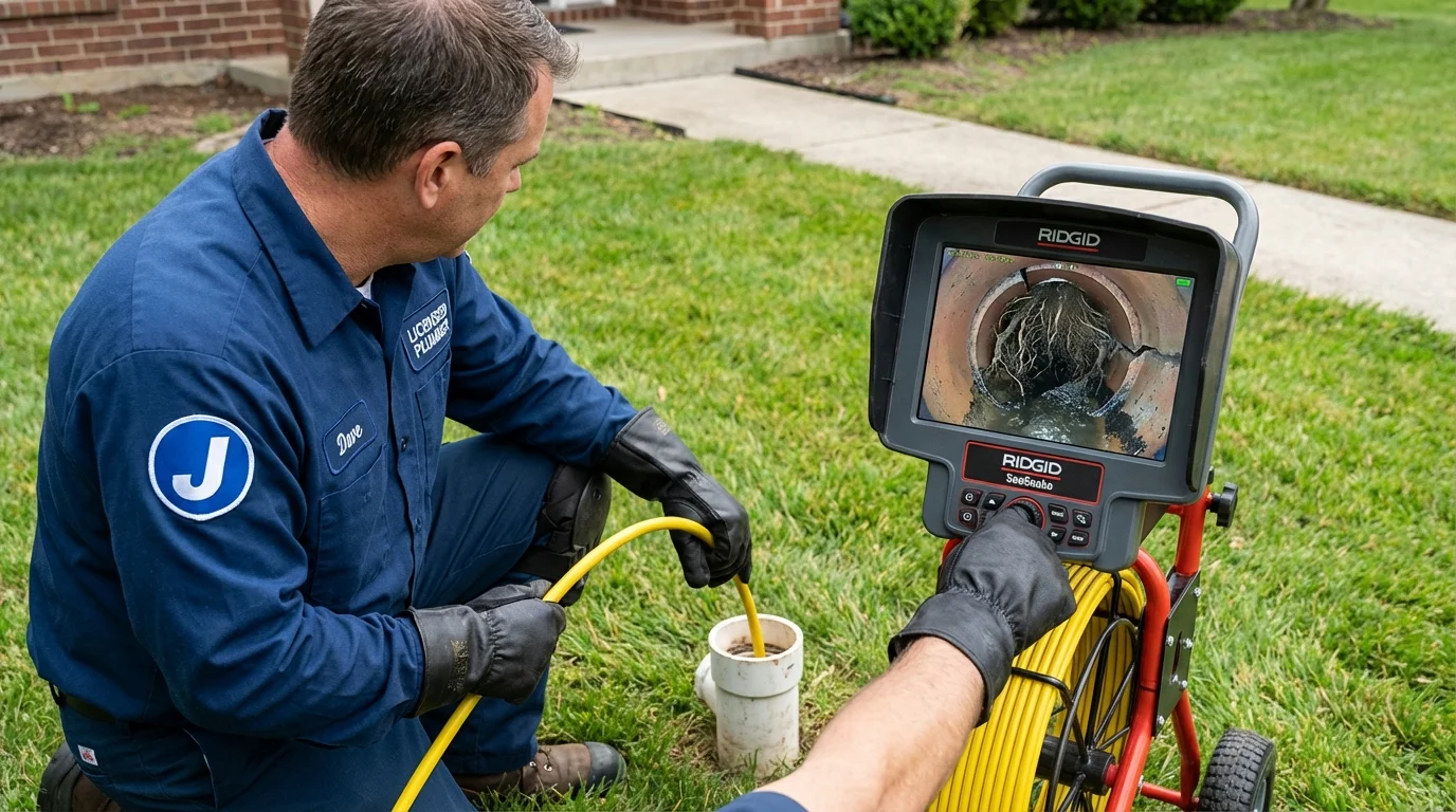 Sewer camera inspection being performed by Johns Plumbing LLC in Glenwood Landing
